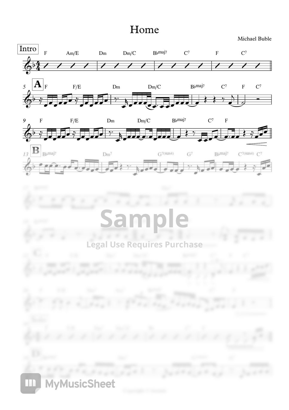 Michael Buble - Home by SheetMusicOnly1page