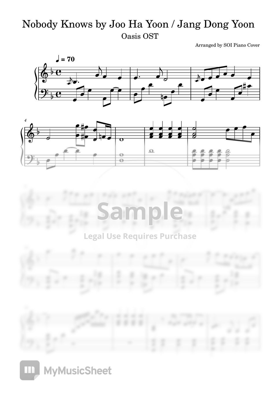 Joo Ha Yoon / Jang Dong Yoon [Oasis OST] Nobody Knows (Solo Piano