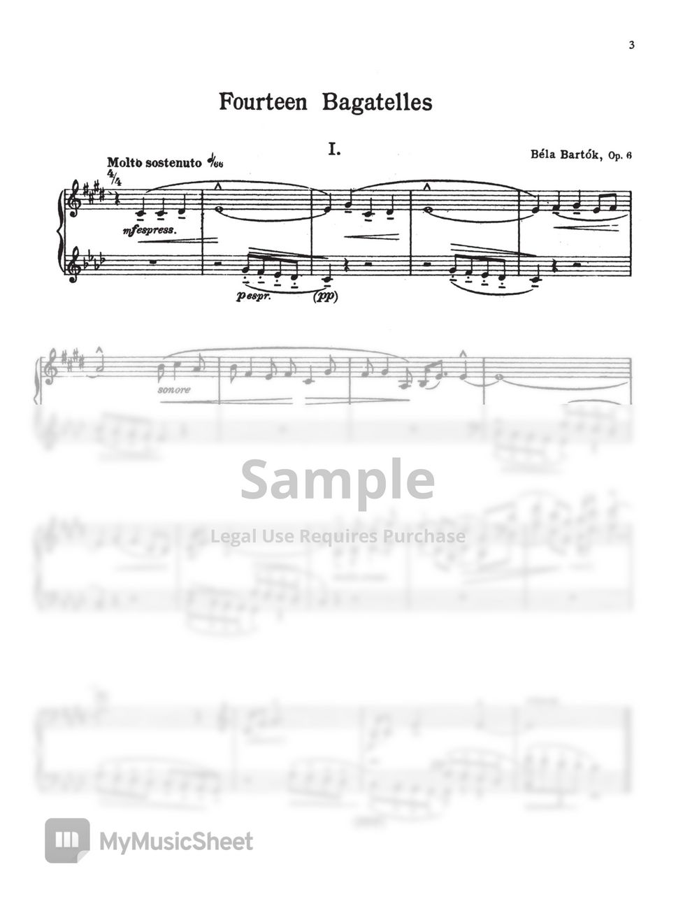 Bela Bartok Bagatelle No.1 Opus 6 Sheet by Hemsachamnhac
