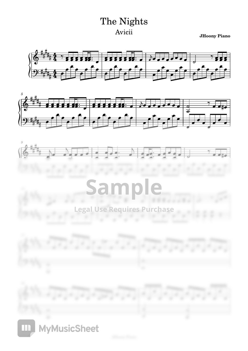 Avicii - The Nights 楽譜 by JHoony Piano