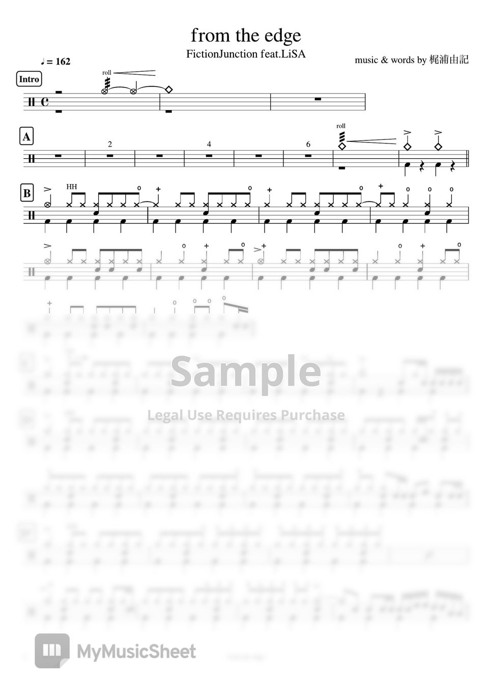 FictionJunction feat.LiSA - from the edge by Cookai's J-pop Drum sheet music!!!