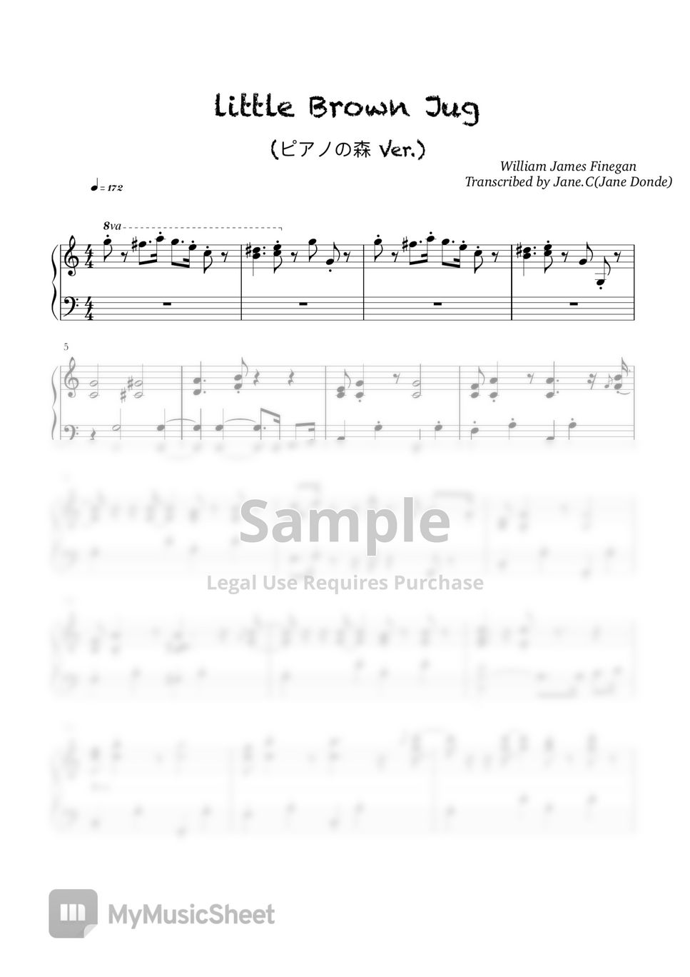 Joseph Eastburn Winner - Little Brown Jug - Forest of Piano Ver. (Original Arrange) by William James Finegan。Transcribed by Jane.C.(Jane Donde)