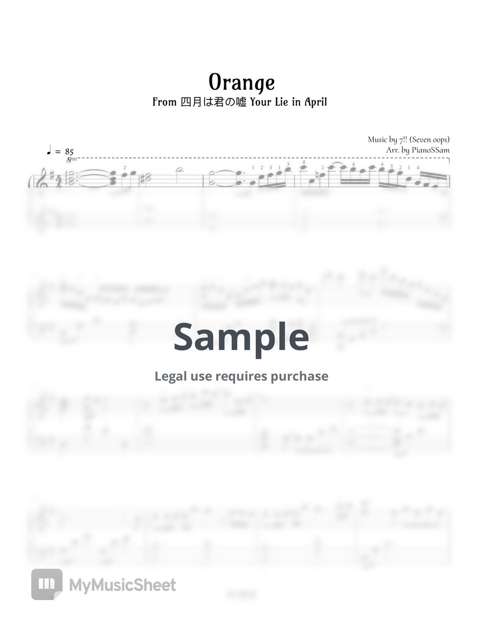 Your lie in April - Orange by PianoSSam