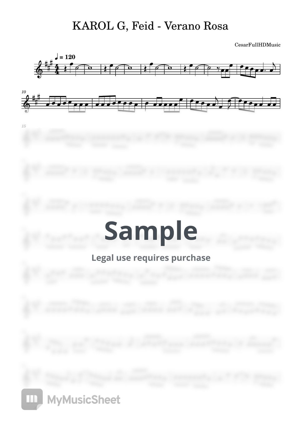 KAROL G, Feid - Verano Rosa Sheet Music