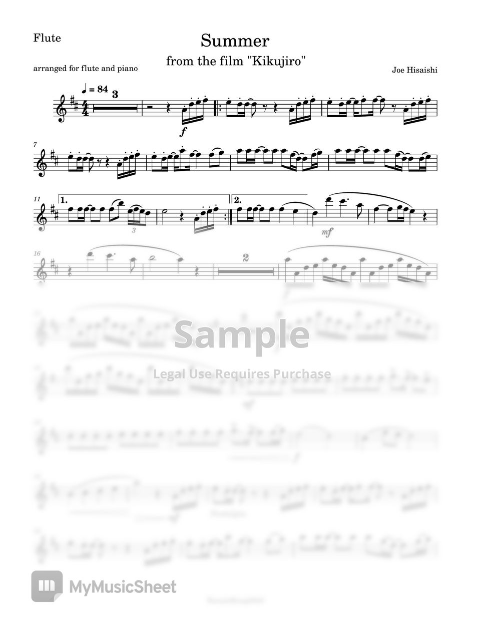 Hisaishi Joe - Summer (Kikujiro) arr. for Flute and Piano by Bonnie Kong