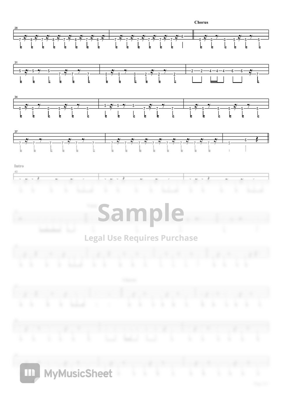 ATARASHII GAKKO! OTONA BLUE (Bass TAB) Sheets by Muya Rizal