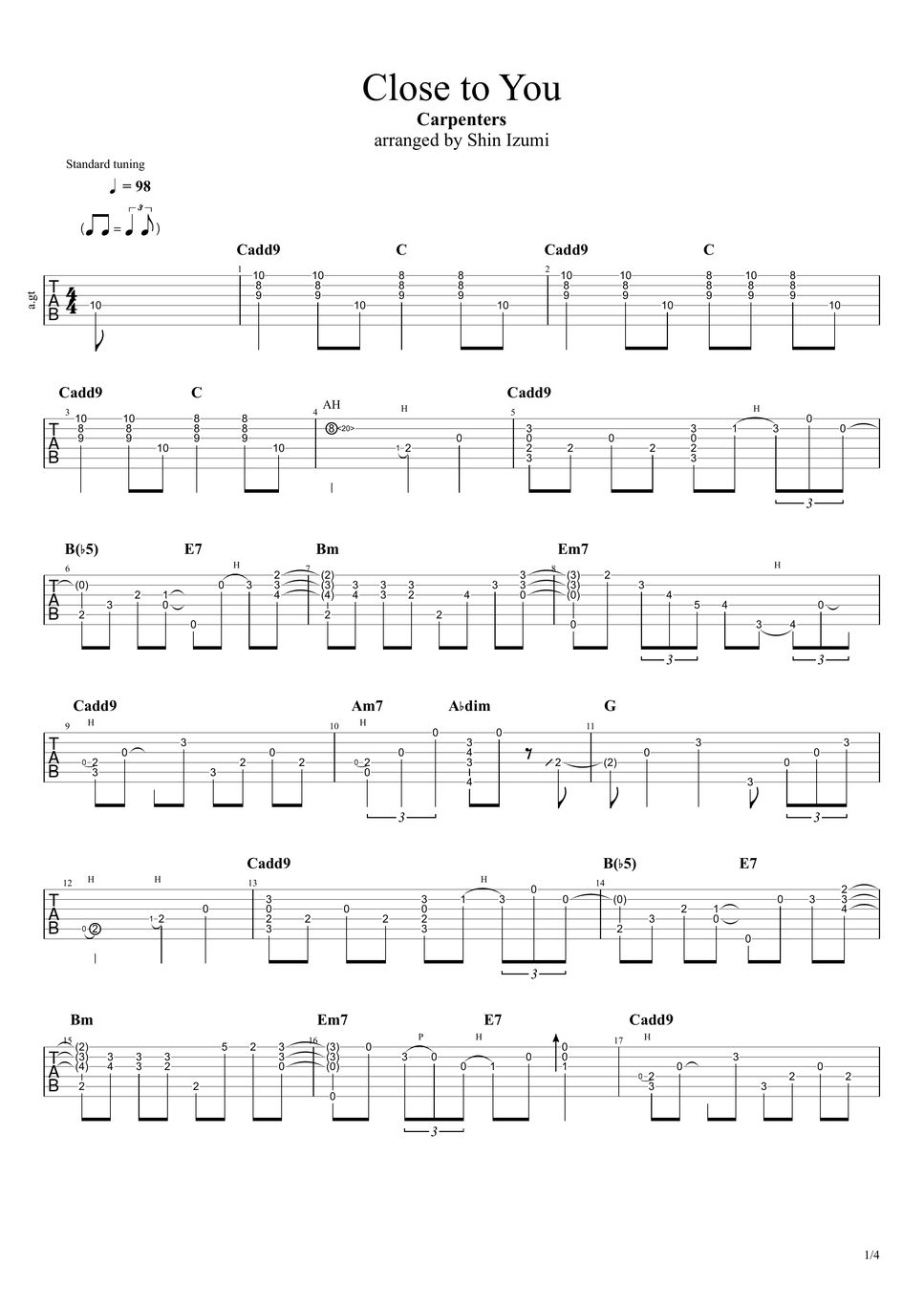 carpenters-close-to-you-sheets-by-shin-izumi