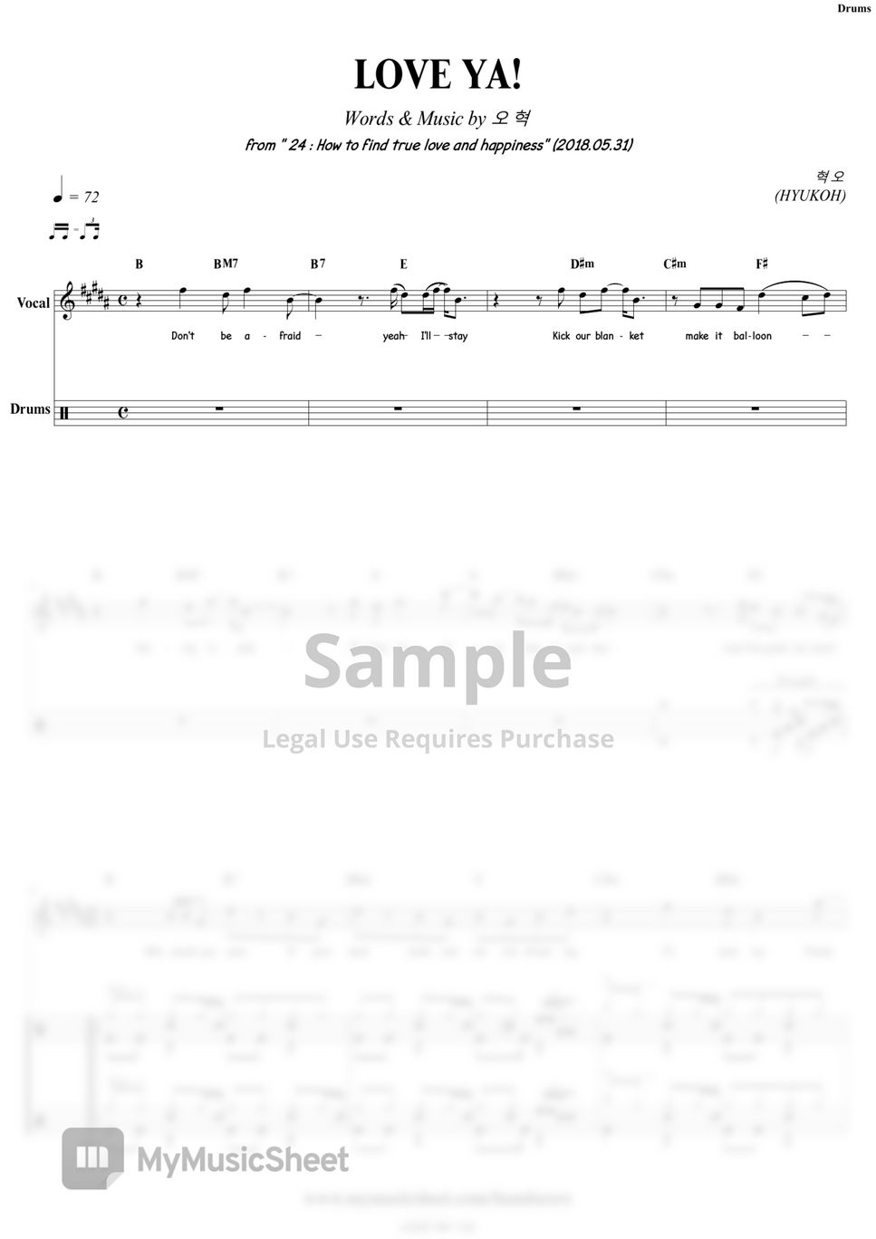 HYUKOH - LOVE YA! | Drums Sheets