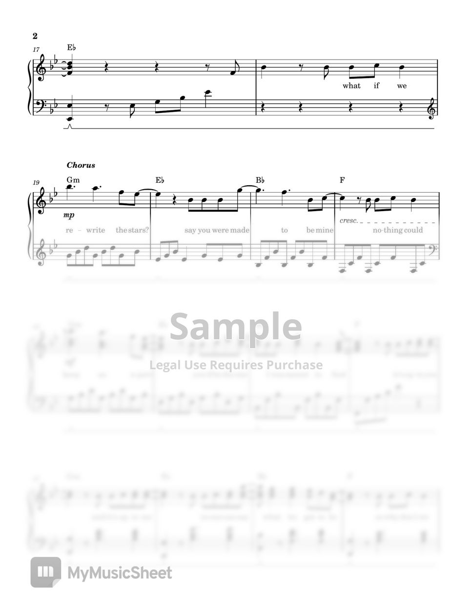 Zac Efron, Zendya - Rewrite the Stars (PIANO SHEET) by John Rod Dondoyano