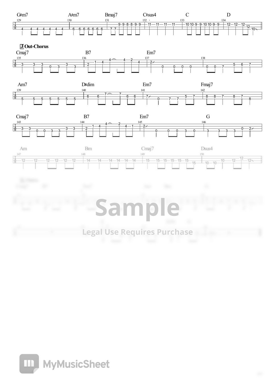 結束バンド - 青春コンプレックス (Tabのみ/ベース Tab譜 4弦