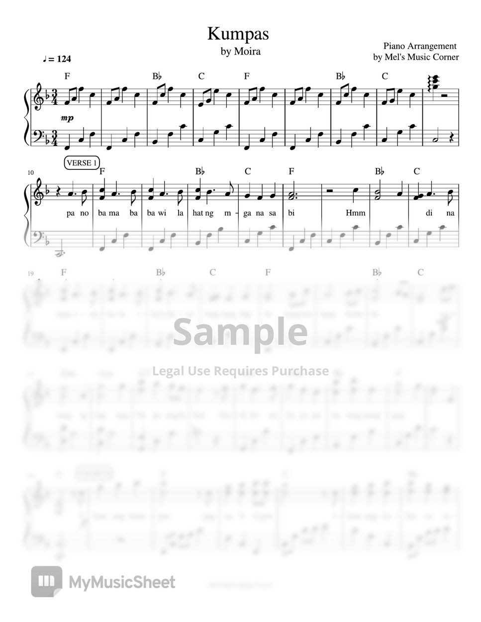 Moira dela Torre - Kumpas (piano sheet music) by Mel's Music Corner