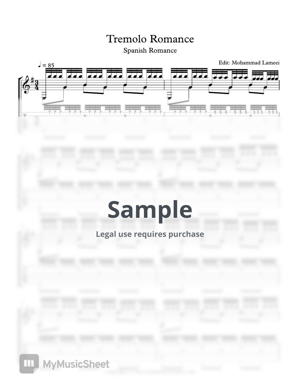 Spanish Romance Tremolo Version by Mohammad Lameei