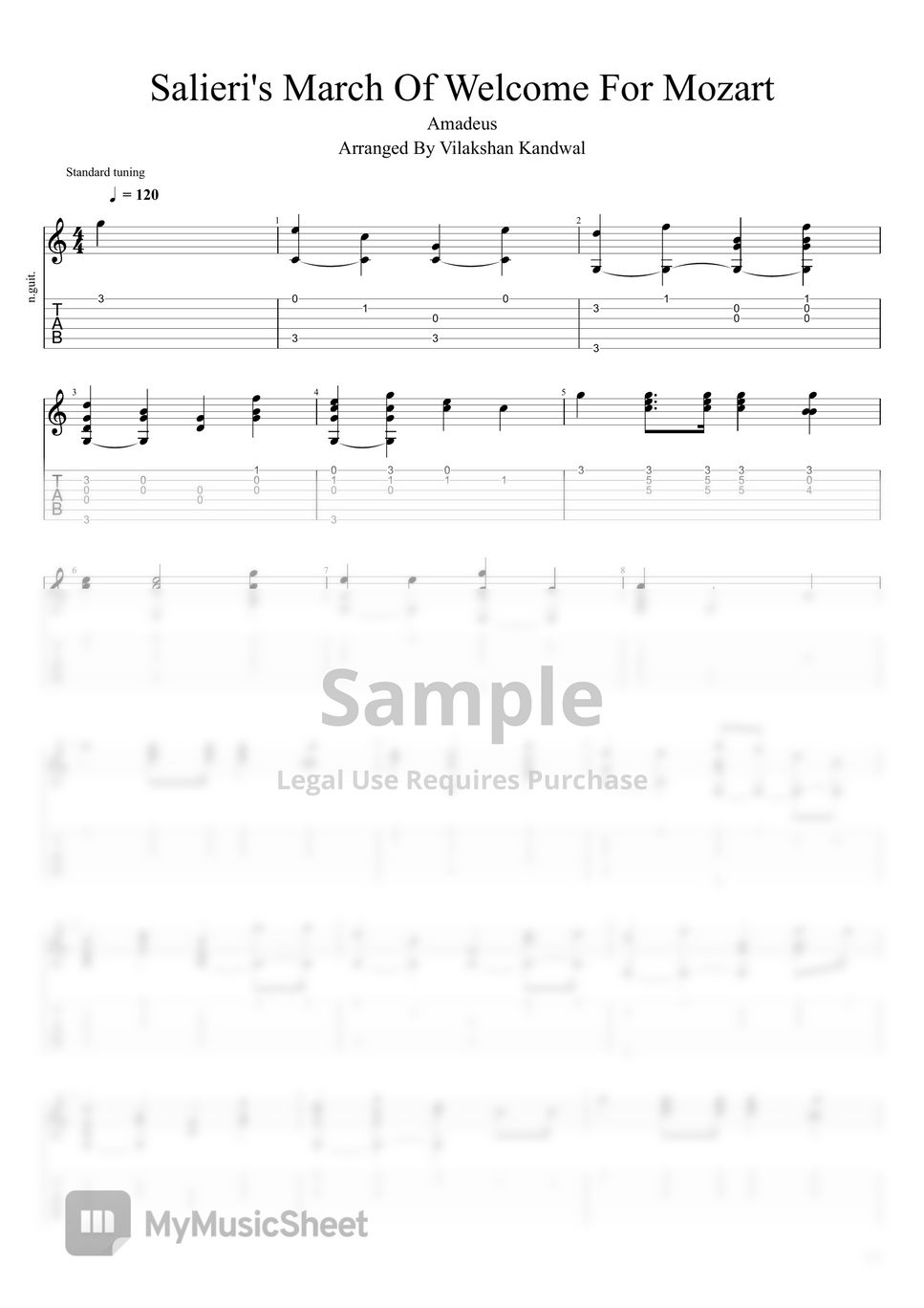 Mozart Salieri's March Of For Mozart Sheets by Vilakshan Kandwal