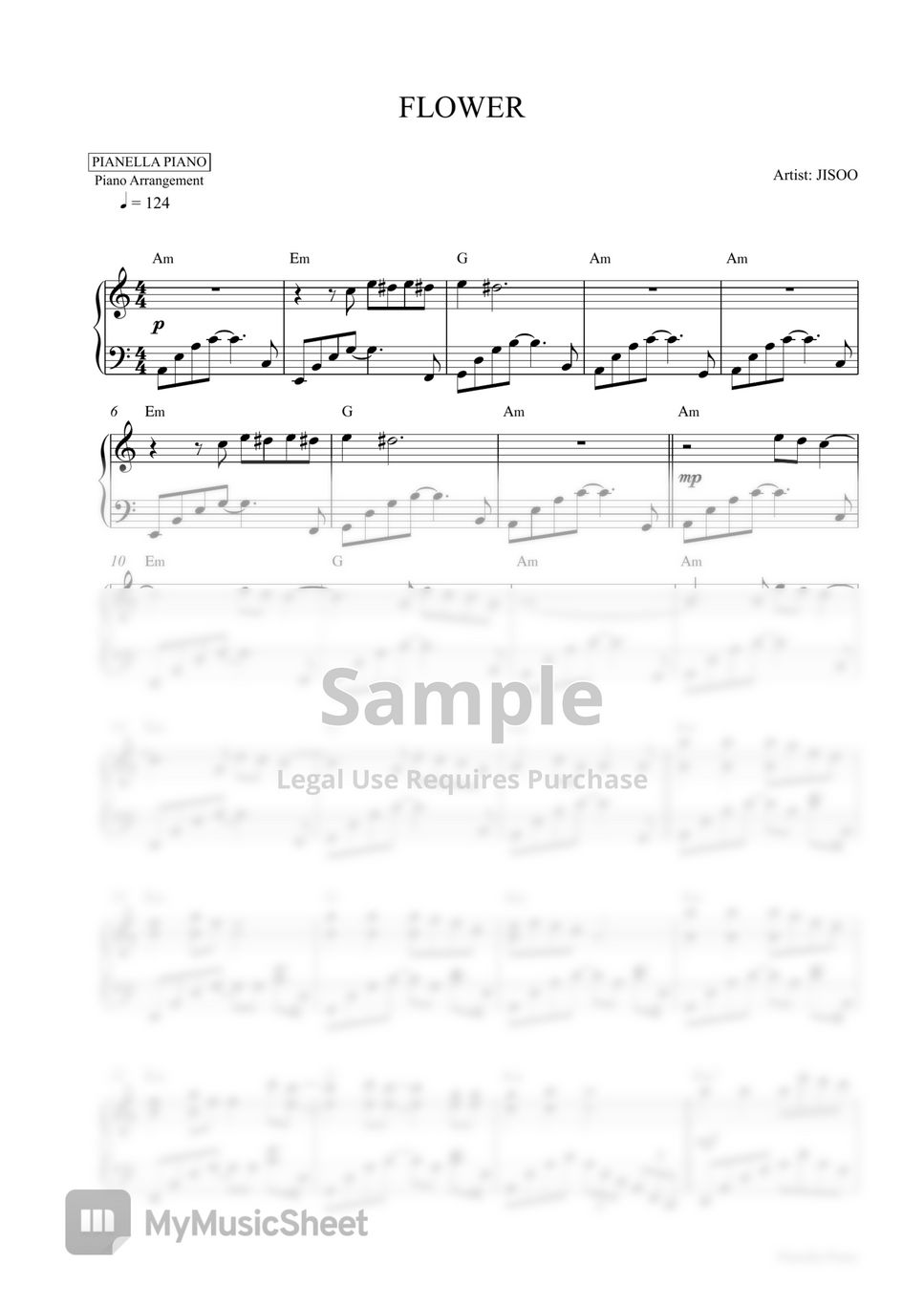 JISOO - FLOWER (Piano Sheet) by Pianella Piano
