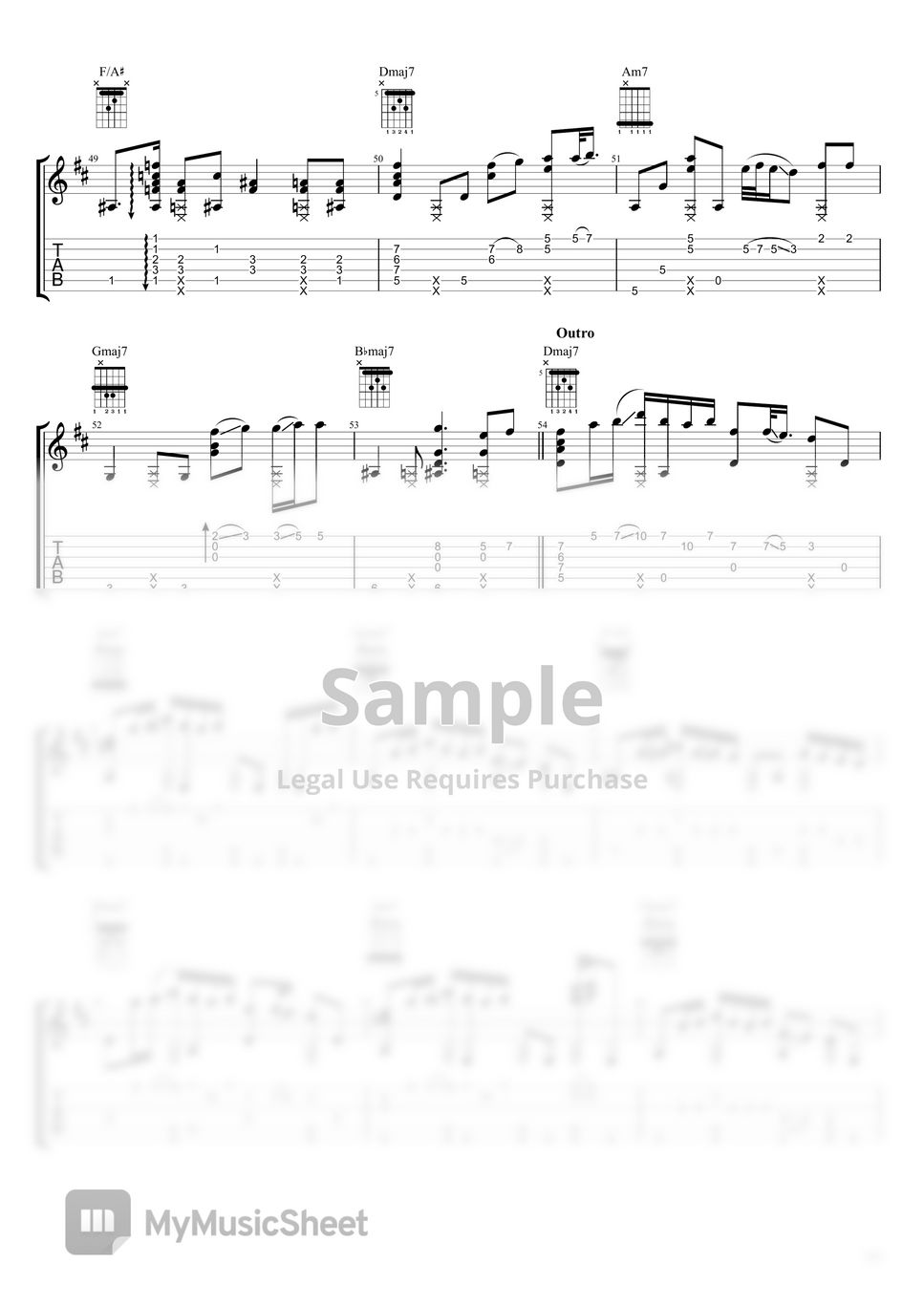 Daniel Caesar ft H.E.R | Fingerstyle Guitar - Best Part 楽譜