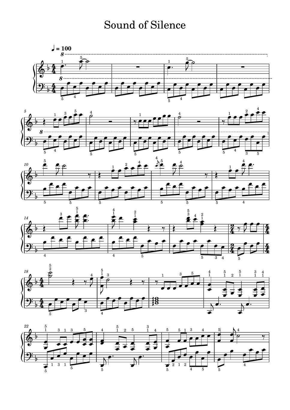 Simon & Garfunkel Sound of Silence (Piano Solo) Partition musicale by