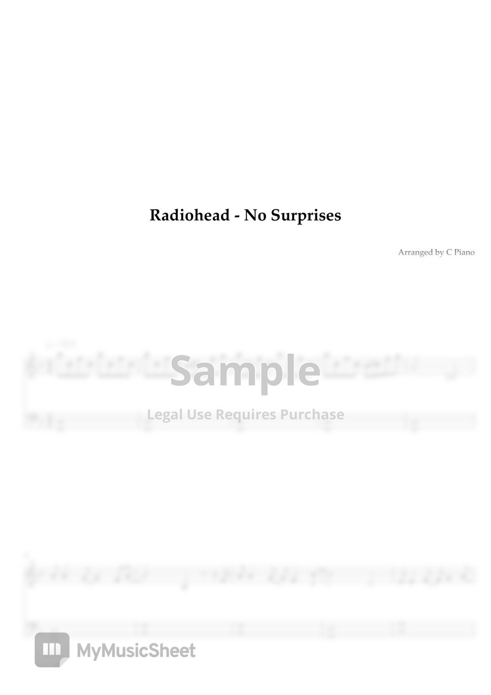 Radiohead - No Surprises (Easy Version) by C Piano