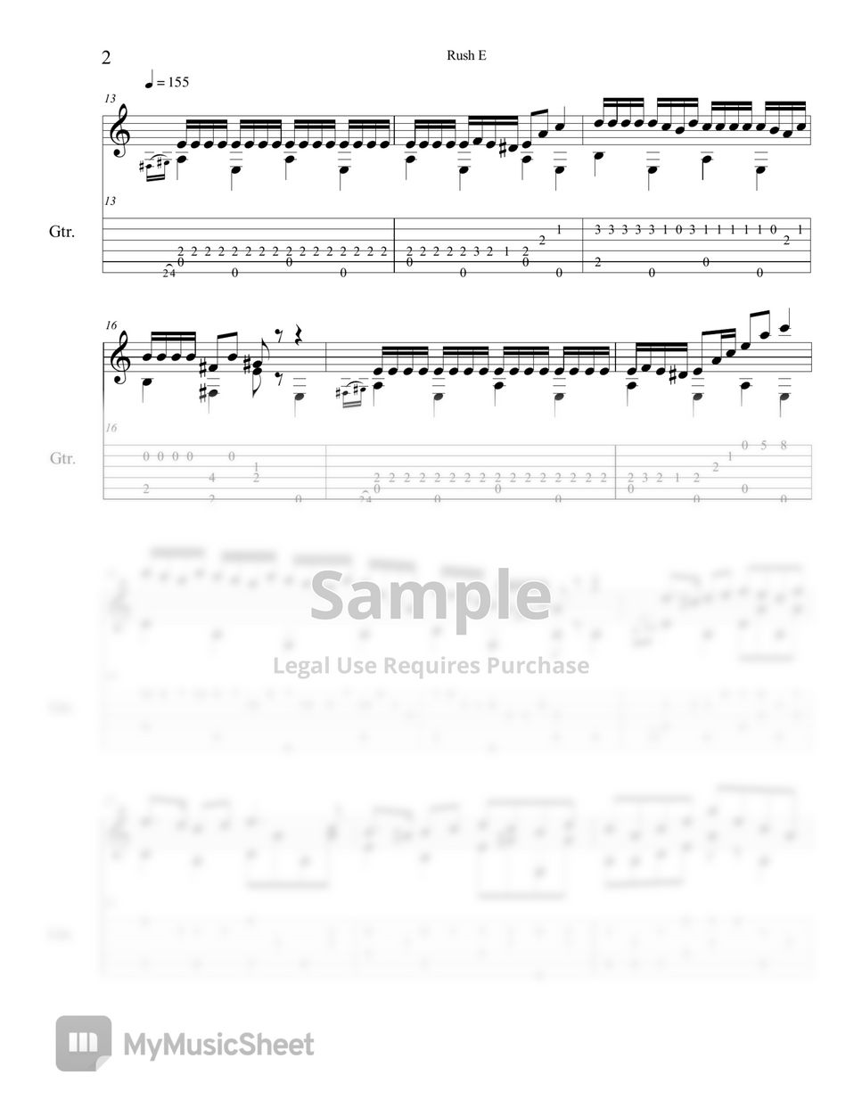 Sheet Music Boss - RUSH E (GUITAR TAB) by Woojeong Park & Lachyo