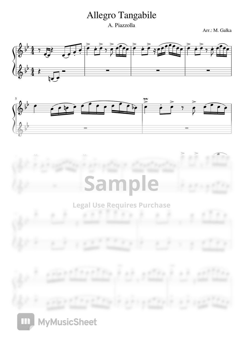 Astor Piazzolla - Allegro Tangabile Piano 4 hands by M. Galka