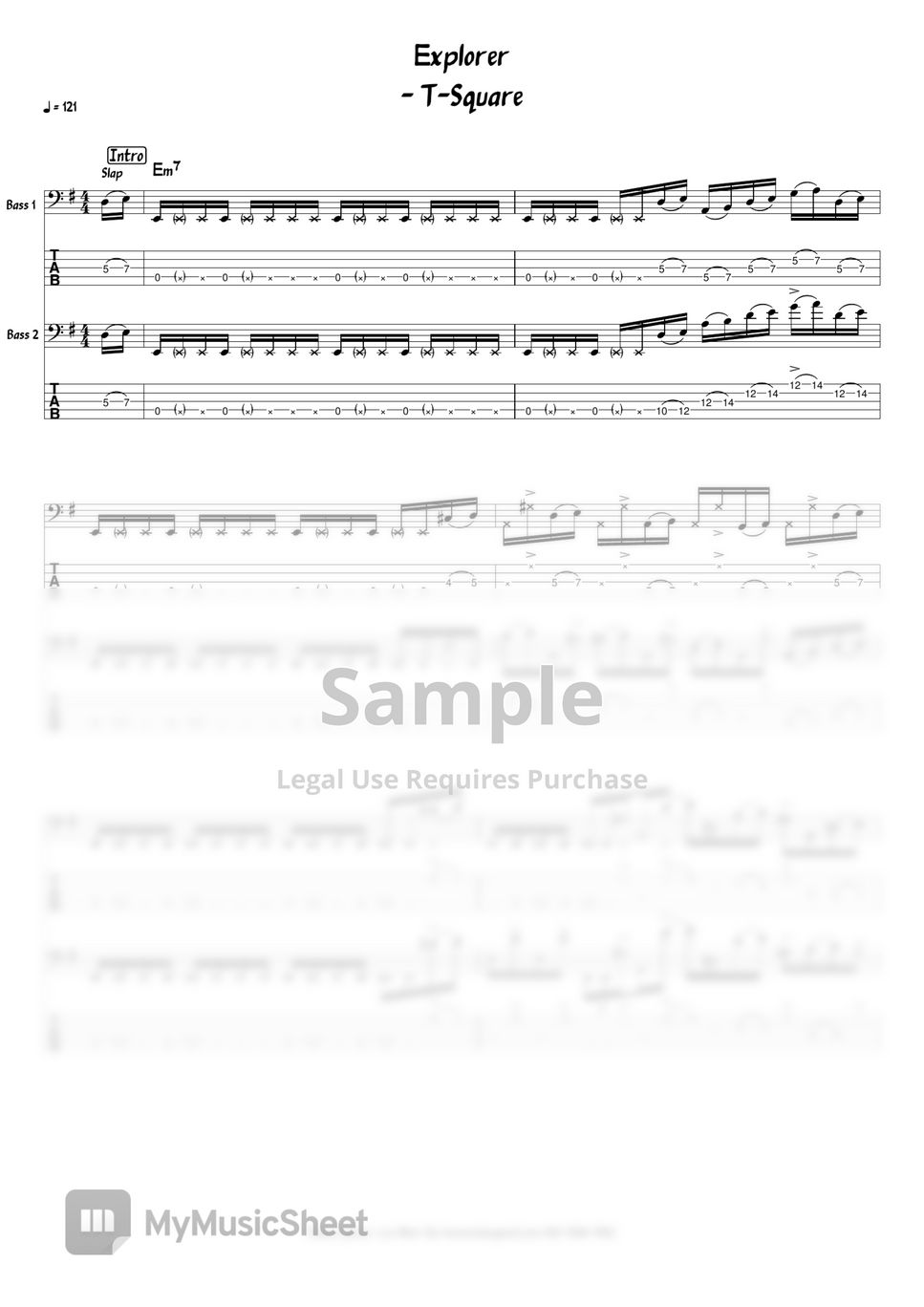 T-Square - Explorer (베이스 타브 악보입니다.) Bass Guitar TAB+1 Staff PDF | 이원재 |  mymusic5