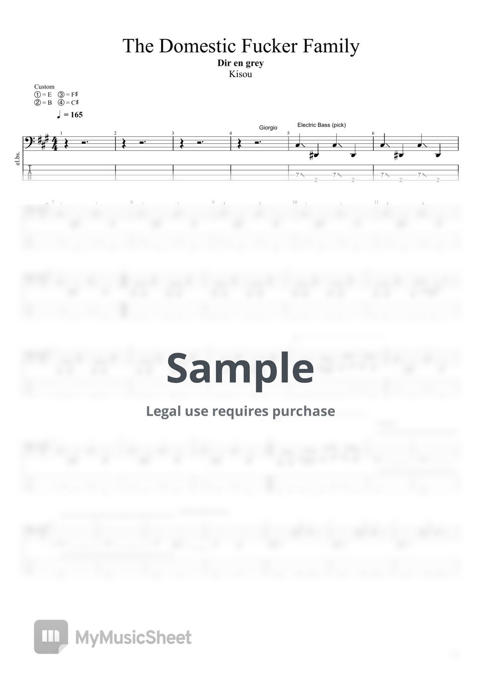DIR EN GREY - The Domestic Fucker Family (T.D.F.F) (Bass Tab) Sheets by ...