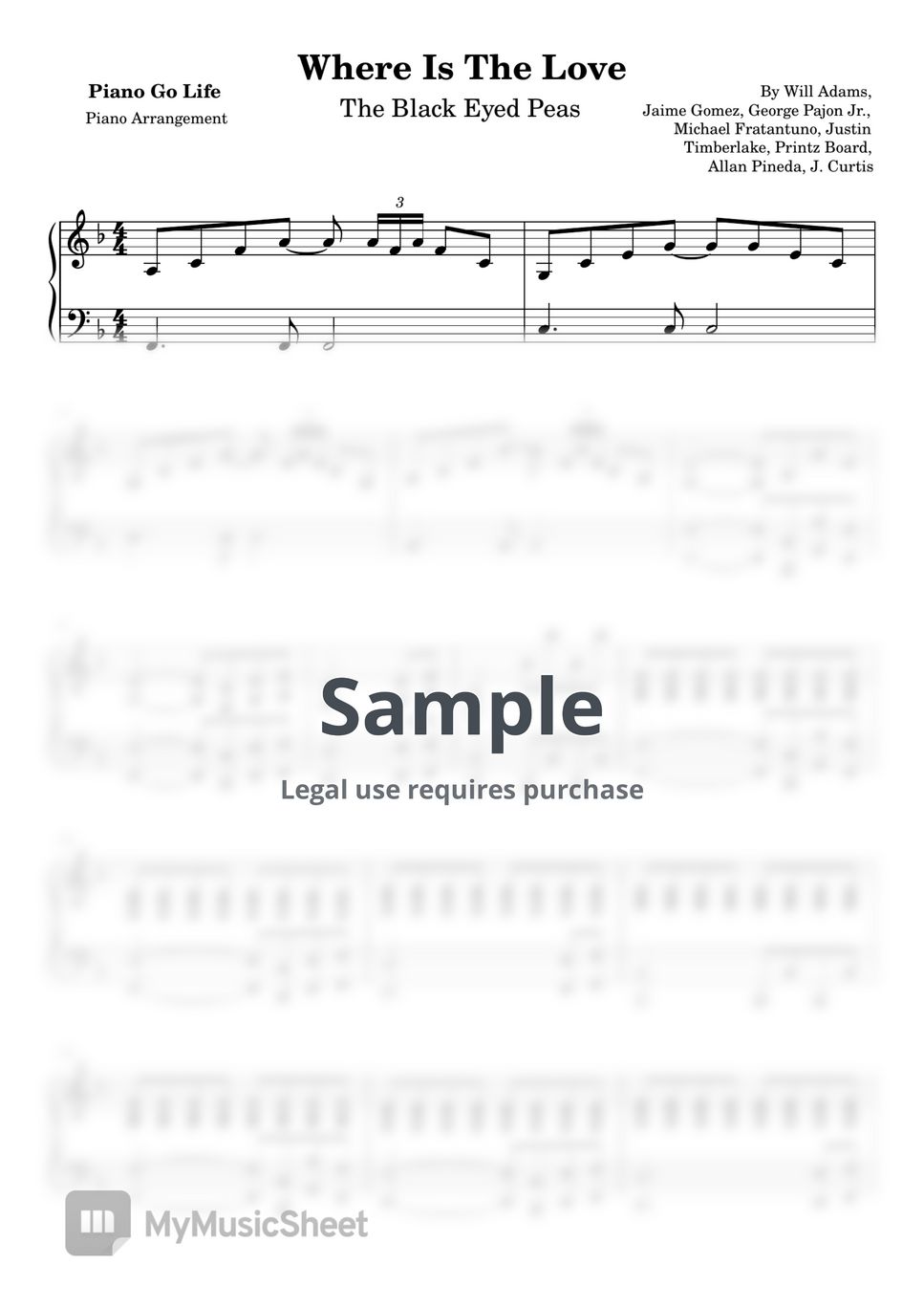 The Black Eyed Peas Where Is The Love Sheets by Piano Go Life