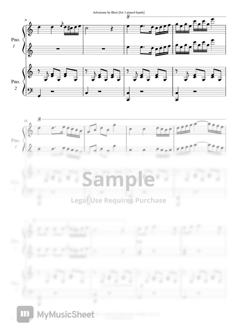 비제 G.Bizet - 아를의 여인 (Arlesienne) Menuett from Suite No.2 (1Piano 4 Hands 듀엣) by YANGCHO