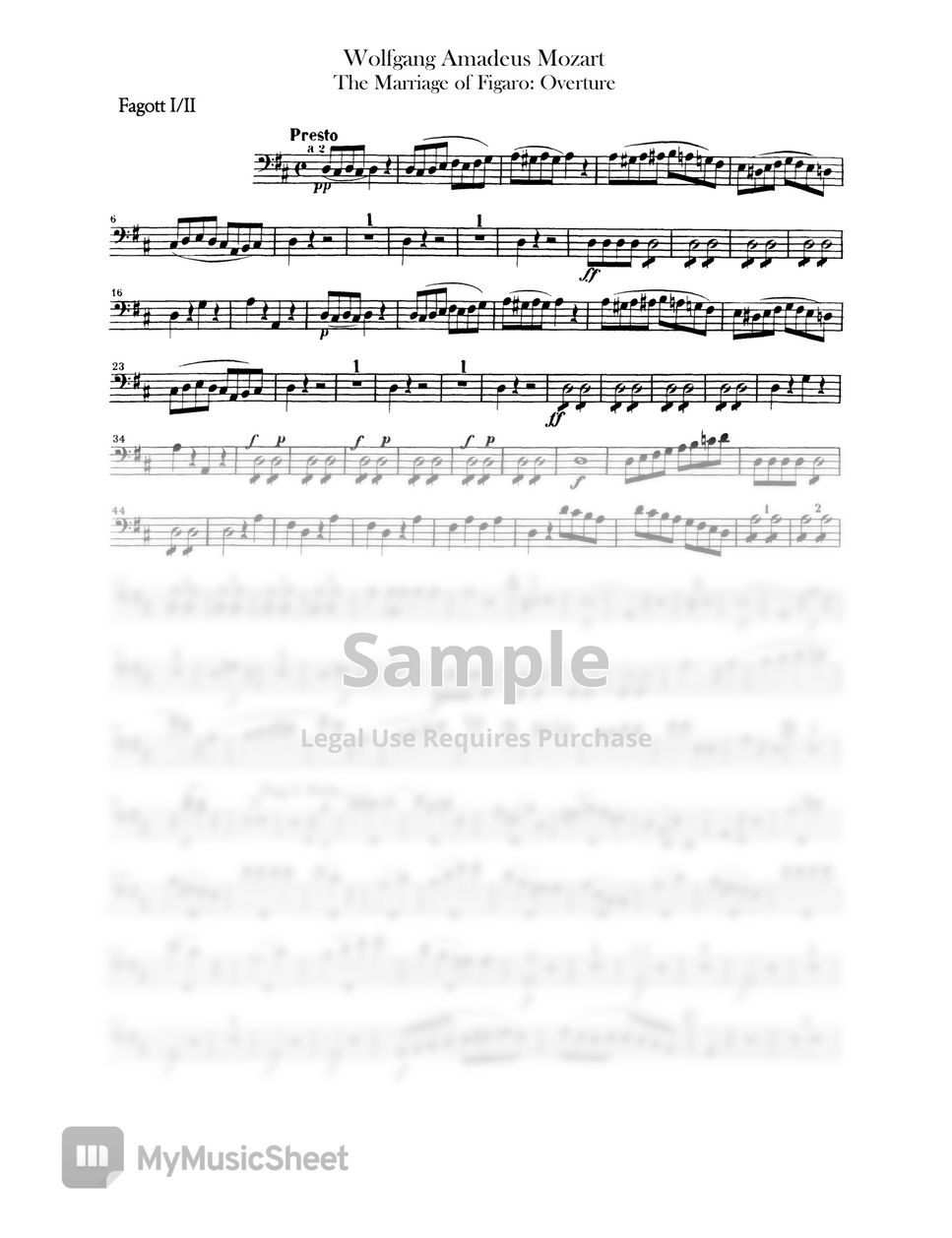 W.A.Mozart - The Marriage of Figaro overture (1st, 2nd Bn.) by Original Sheet
