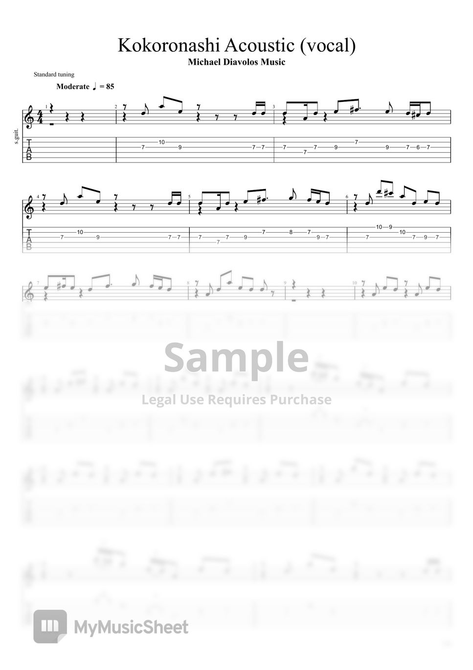 ChouchouP featuring GUMI Kokoronashi Sheet by Michael Diavolos Music