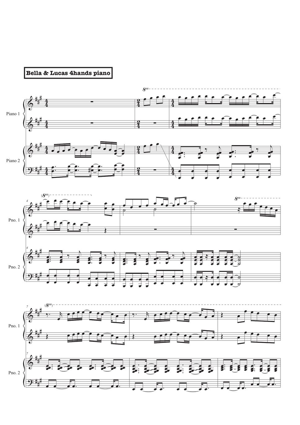 Your Lie in April OP - Hikaru Nara (Four Hand Piano Sheets)