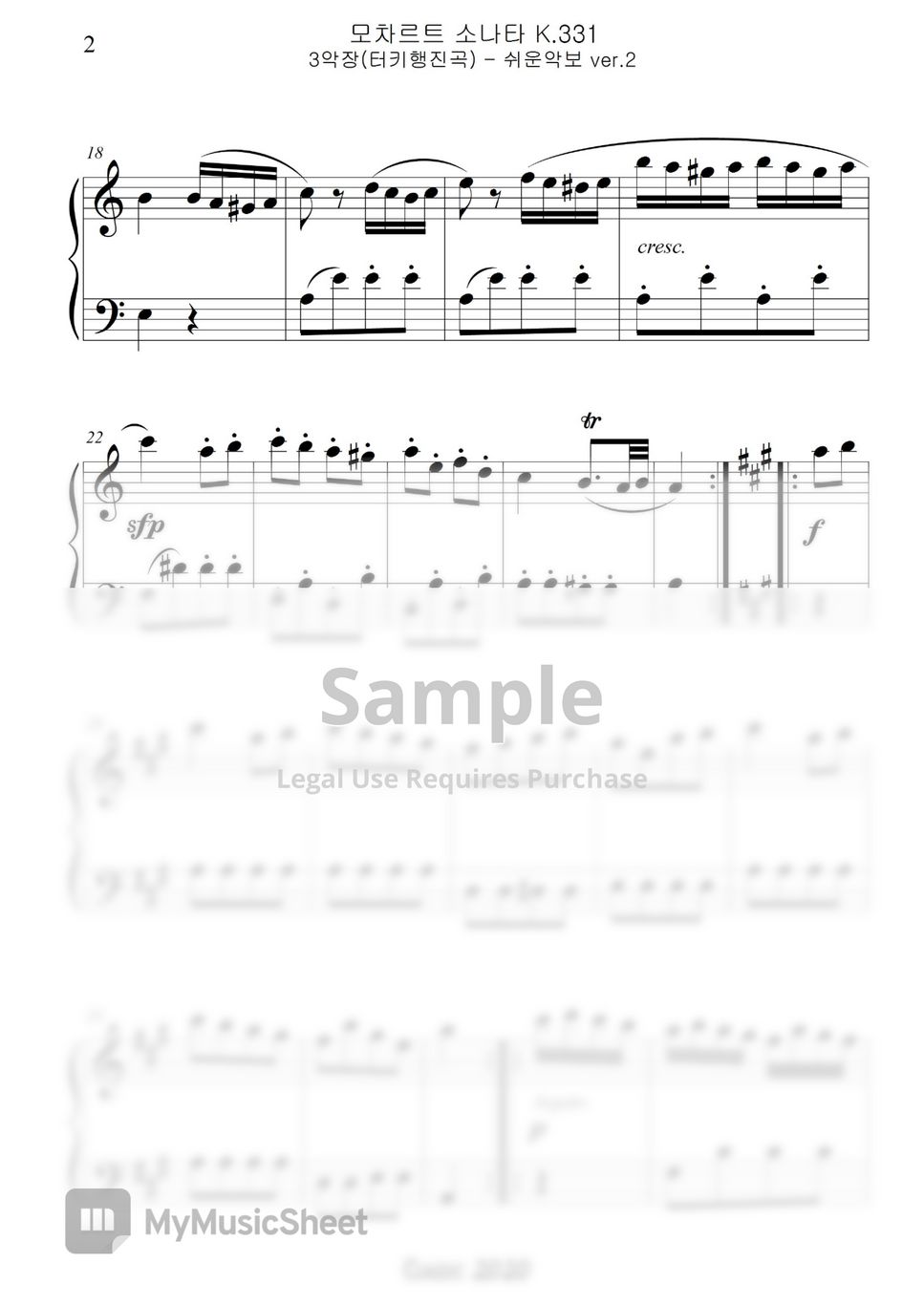 W.A. Mozart - Turkish March (easy piano ver.2) by classic2020