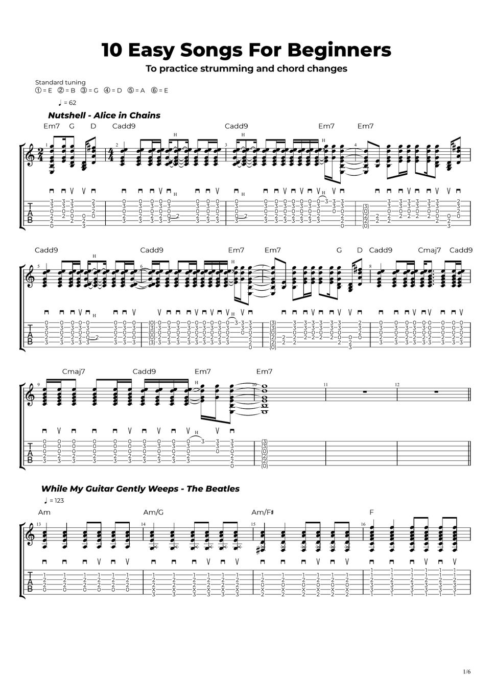 multiple-artists-10-easy-songs-for-beginners-sheets-by-nikola-gugoski