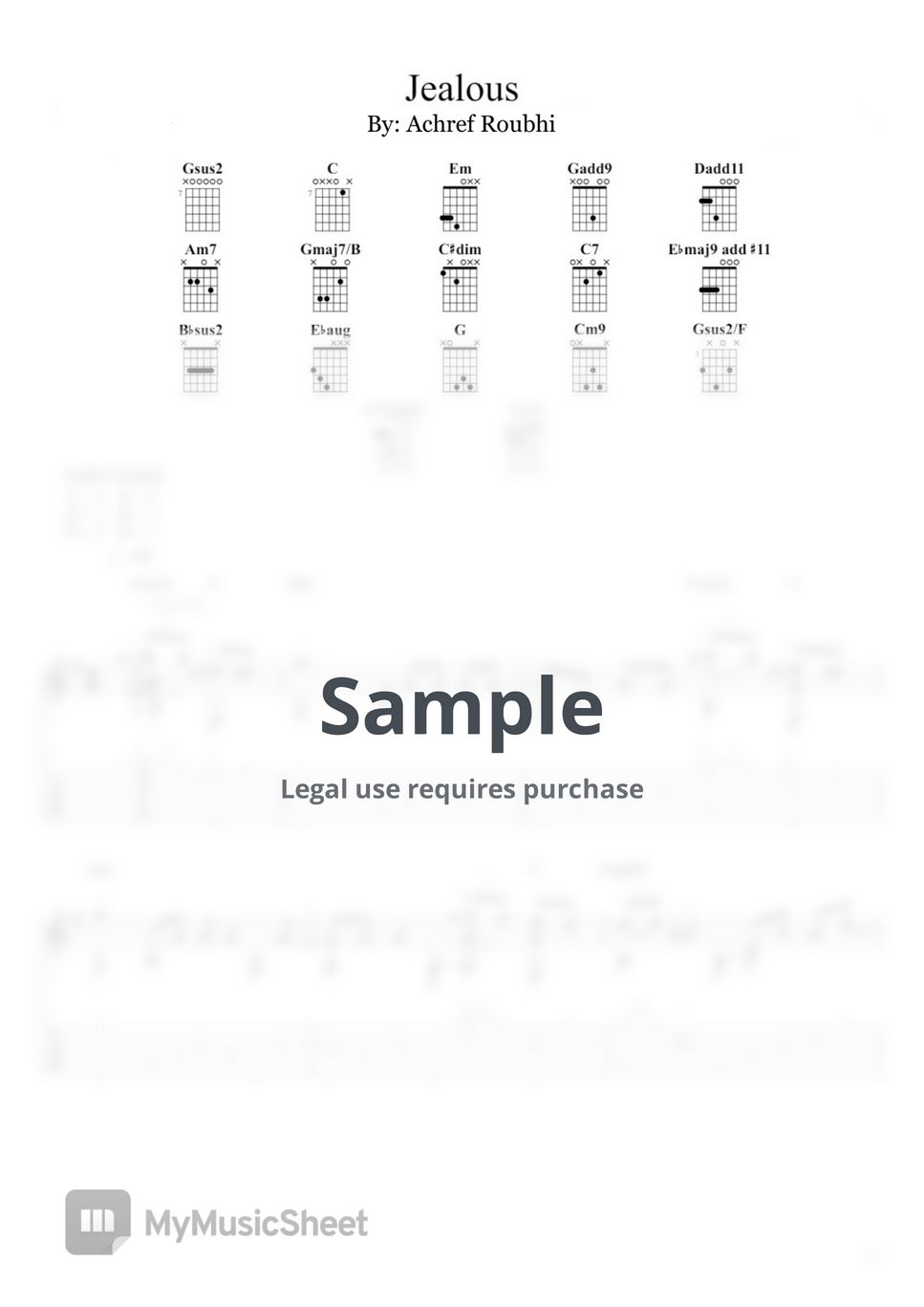 Labrinth Jealous Fingerstyle Guitar Sheets By Achref Roubhi 