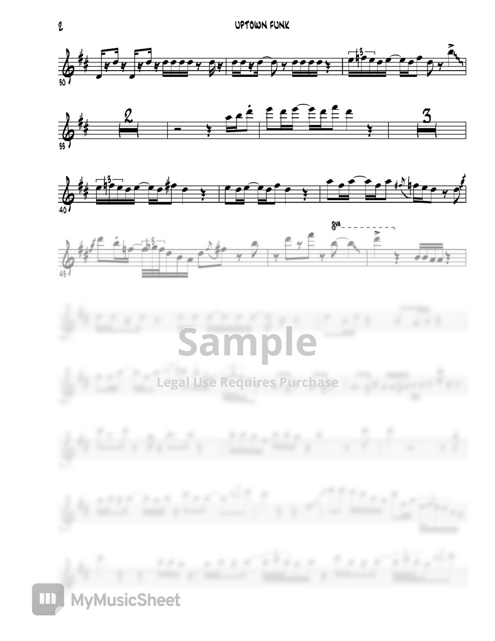 Bruno Mars Alto Sax Music Sheet