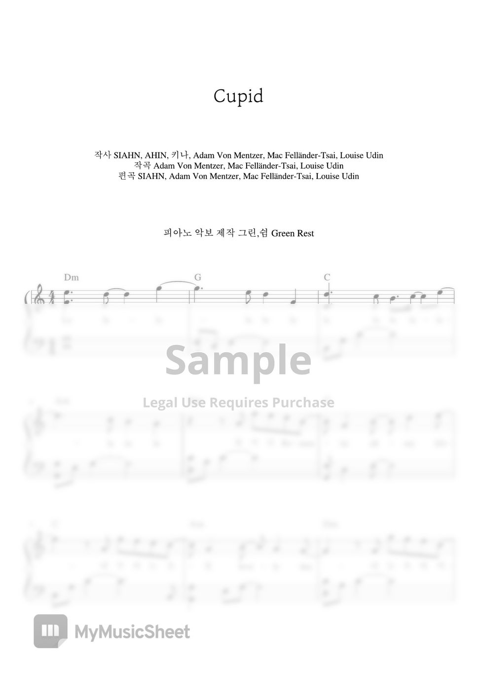 FIFTY FIFTY Cupid (C key) Sheets by Green Rest