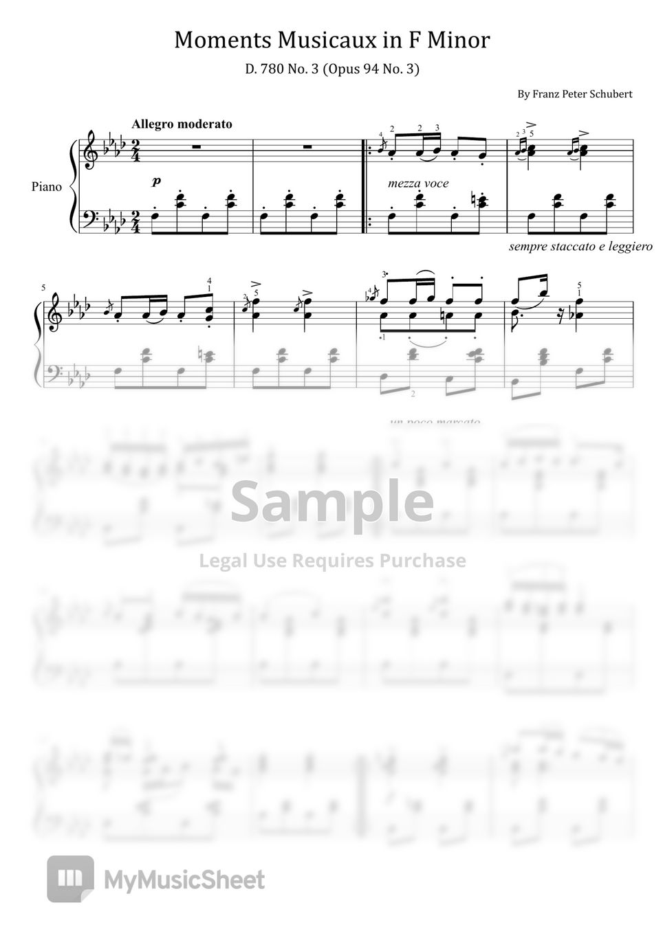 Franz peter schubert moments musicaux in f minor d 780 no 3 op