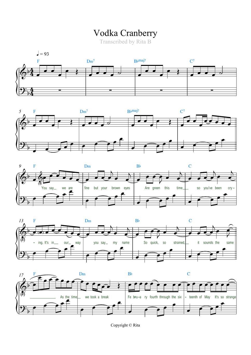 甘栗かのこホワイトハープ 本体 楽譜付き（少し書き込みあります） Conan Gray - Vodka Cranberry (lyrics/chords) 楽譜 by Rita B