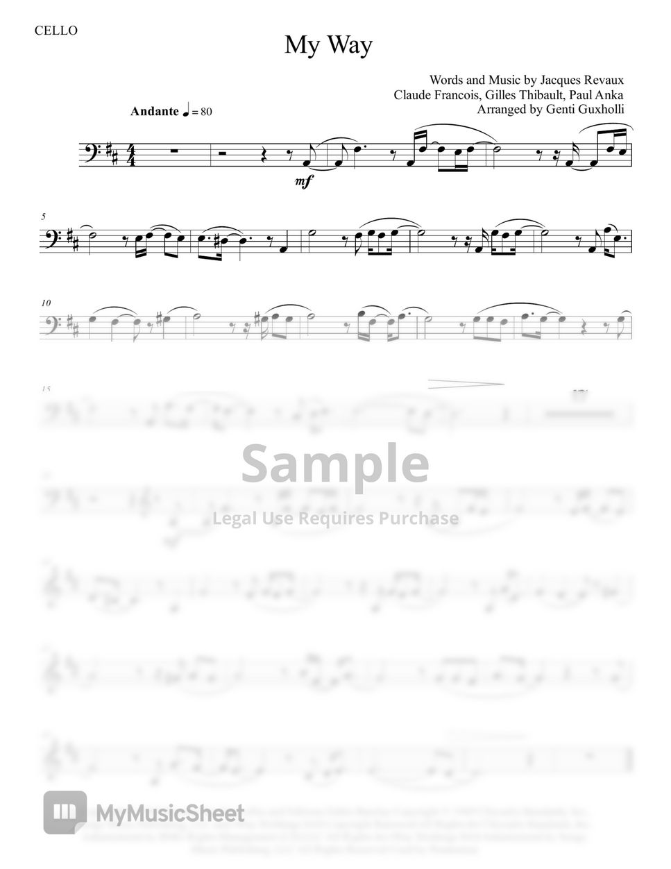 Frank Sinatra - My Way (Cello Solo with Piano Accompaniment) by Genti Guxholli