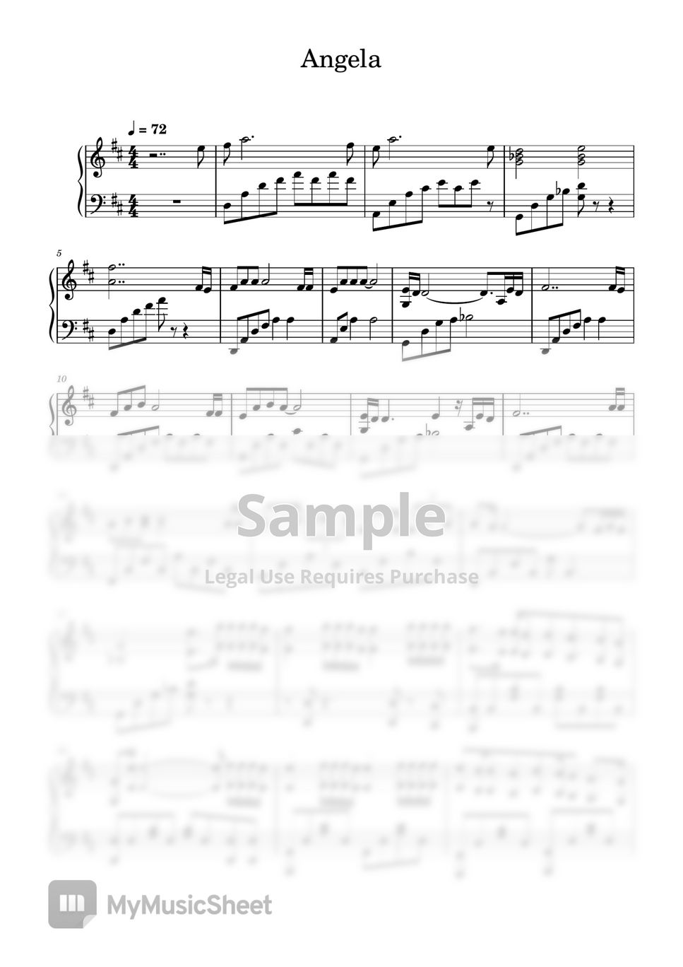 Checco Zalone Angela (Cado dalle nubi) (D Major, 72 BPM) Spartito by Alberto Rinaldi Piano Covers