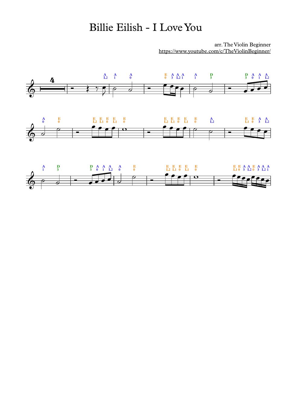 Billie Eilish I Love You 악보