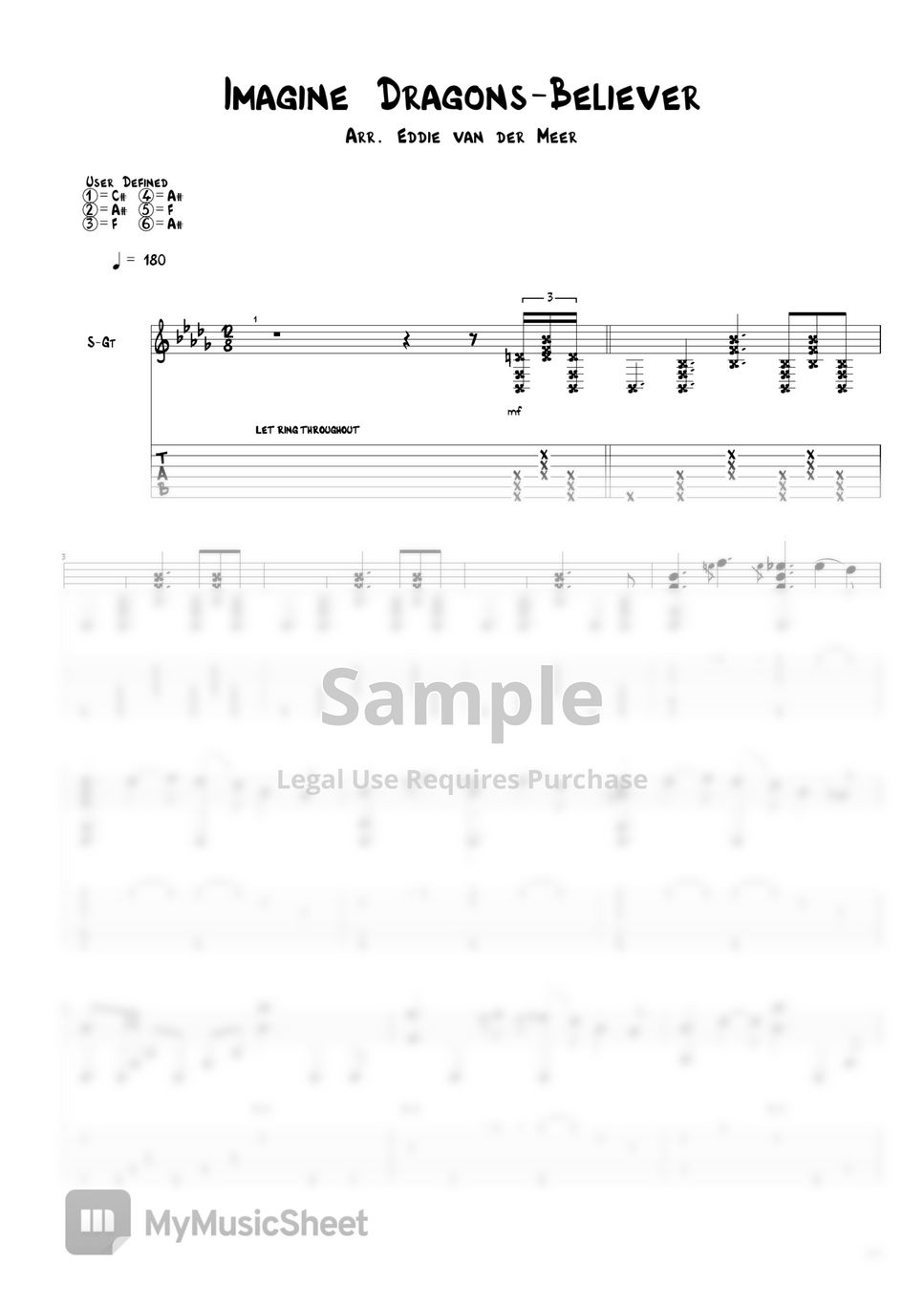 Eddie van der Meer - Believer Sheets by 「Agape Guitar」