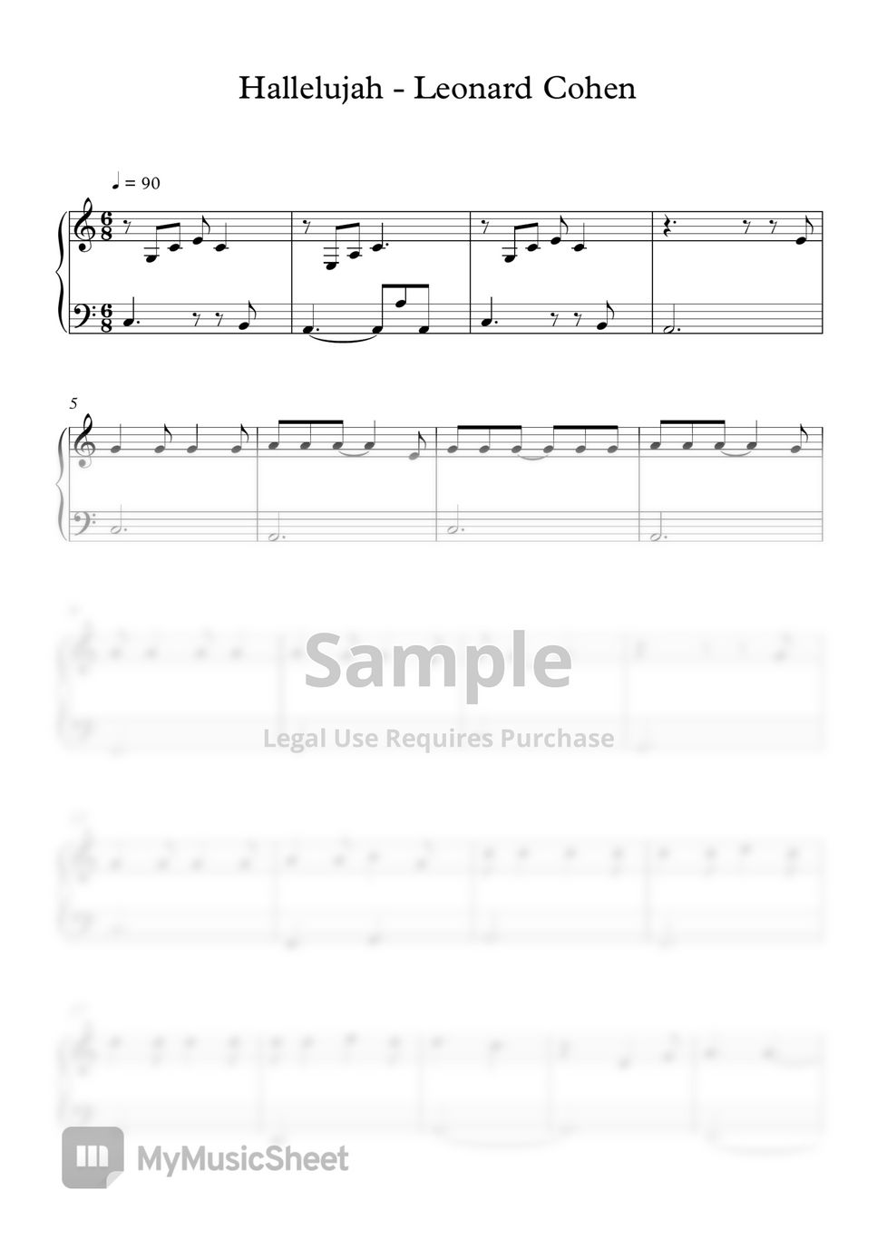 Leonard Cohen - Hallelujah 楽譜 By SlowEasyPiano
