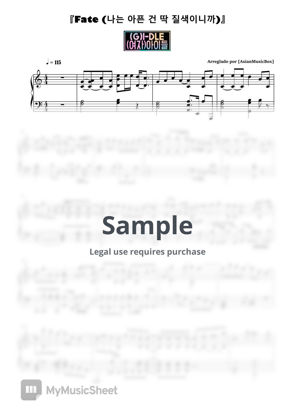 (g)i-dle - Fate (sheet, Midi & Practicetrack) Sheets By Asianmusicbox