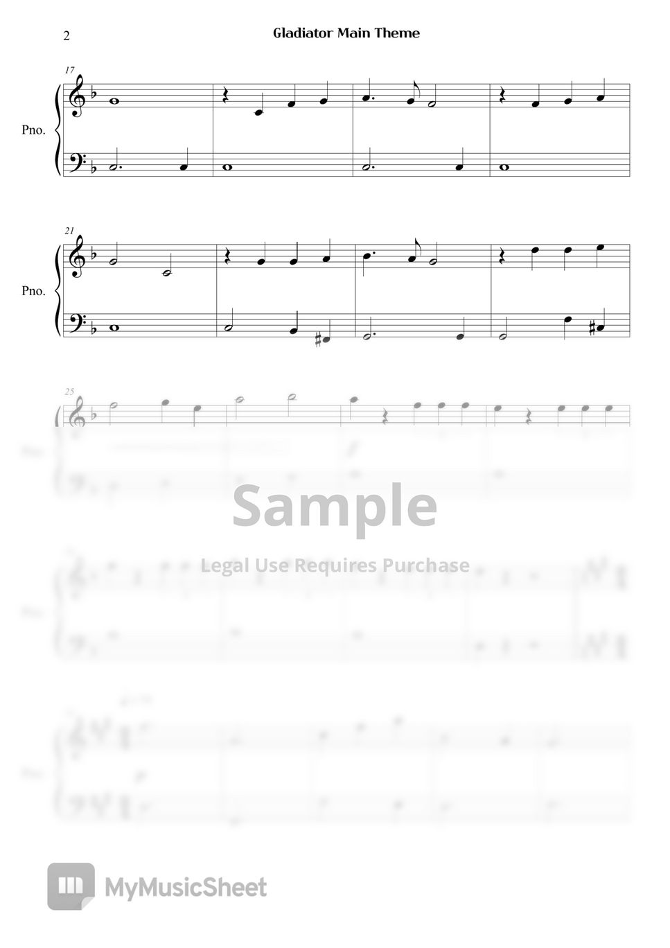 Gladiator - Gladiator Main Theme Sheets by Right Now Piano