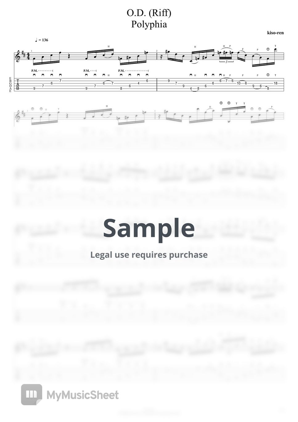 Polyphia - O.D. / Polyphia Intro Riff TAB 0:00~0:28 (TAB PDF & Guitar ...