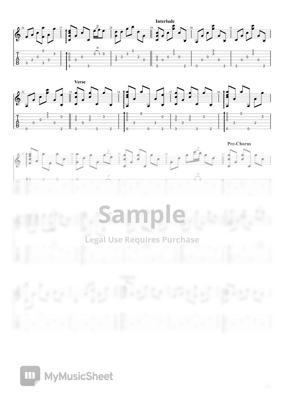 Jeff Buckley Hallelujah (Fingerstyle) Tab + 단선 악보 by Leon Alex