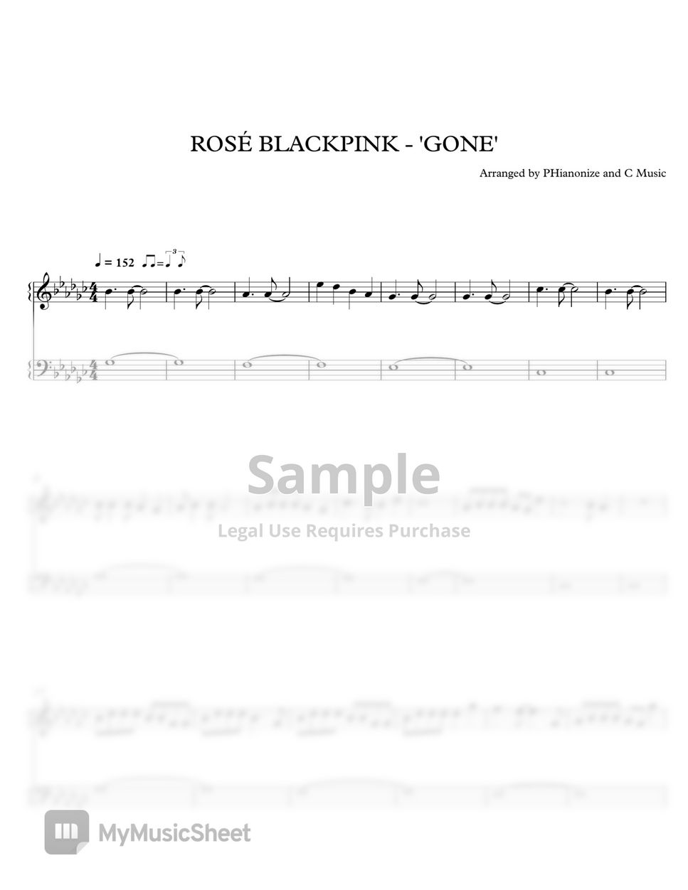 ROSÉ BLACKPINK GONE (Easy Version) Sheets by PHianonize and C Music