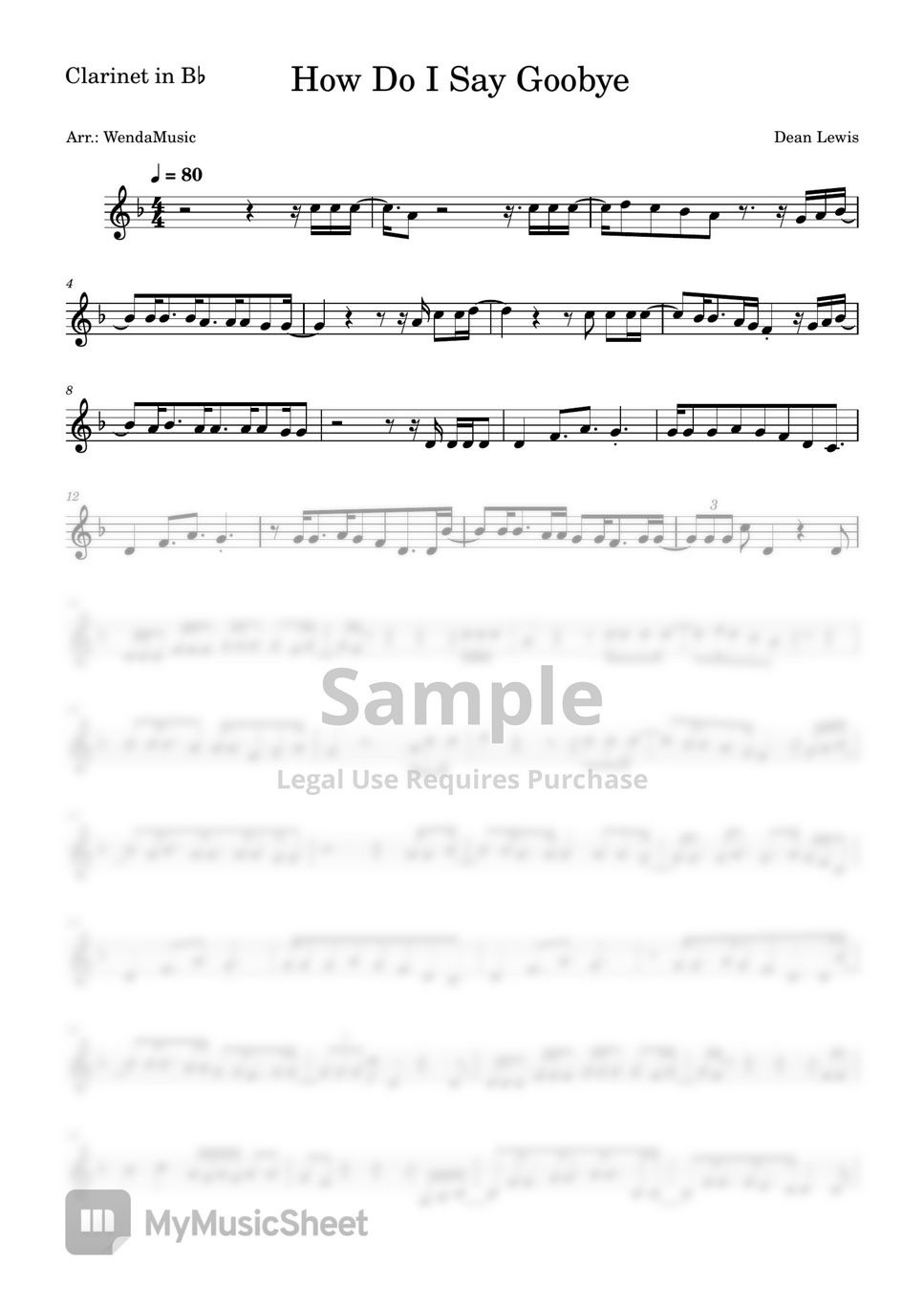dean-lewis-how-do-i-say-goodbye-clarinet-in-bb-by-wendamusic