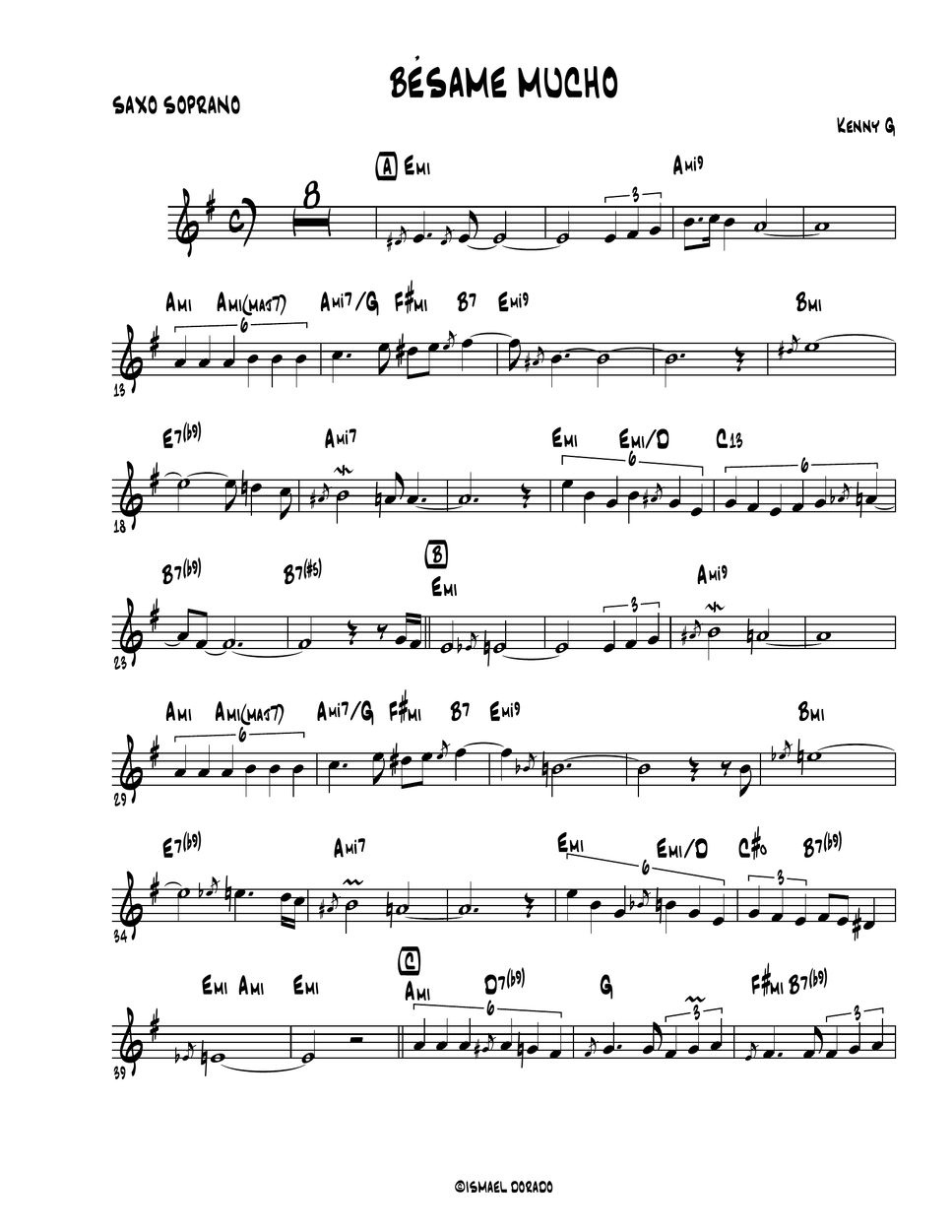 Bésame Mucho Kenny G (Soprano Sax) Sheets by Ismael Dorado