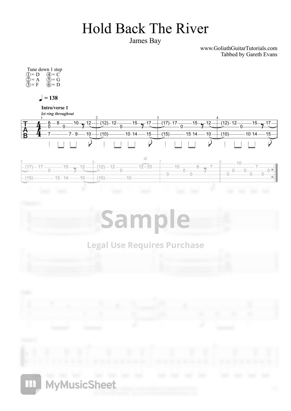 James Bay Hold Back The River 악보 by Goliath Guitar Tutorials